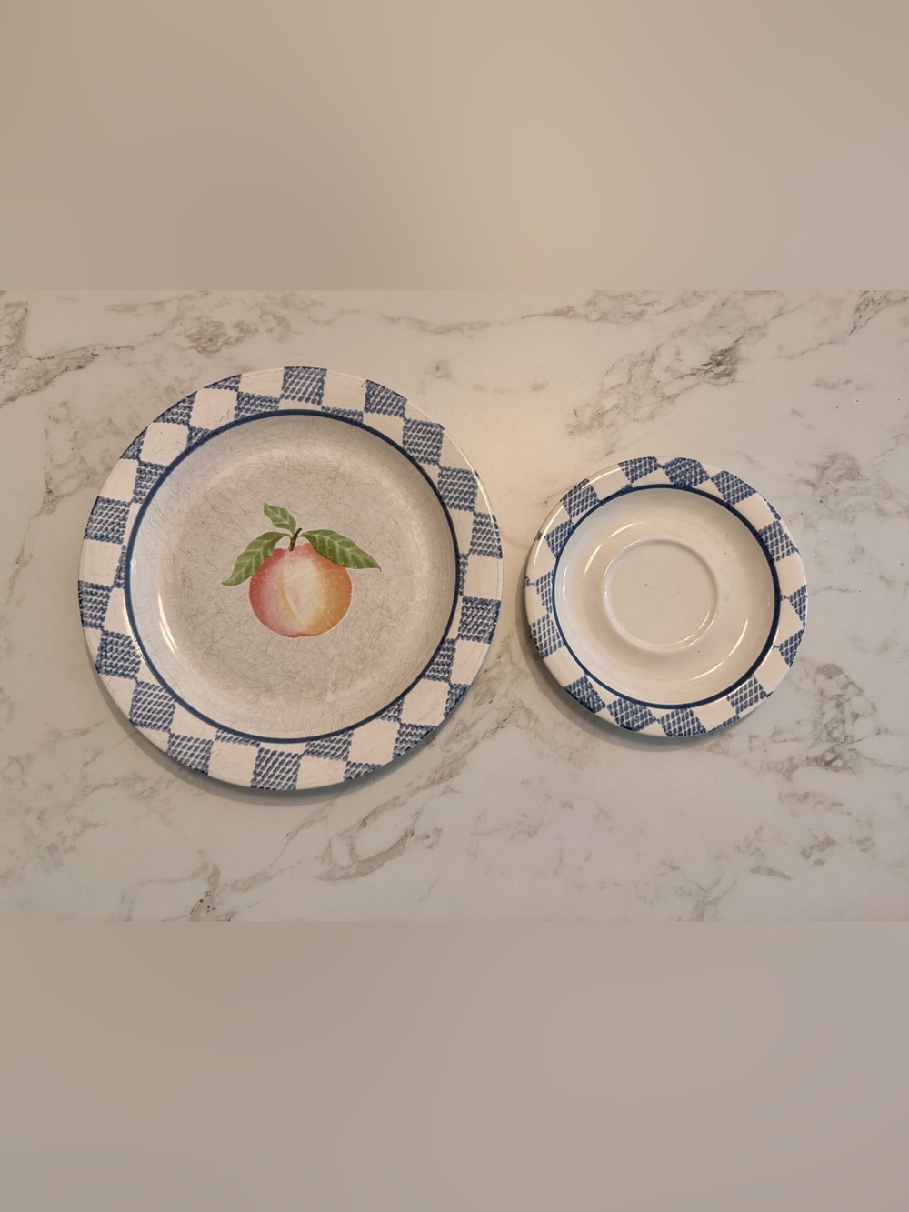 Pfaltzgraff Hopscotch (Fruit) Stoneware Dinner Plate and Saucer